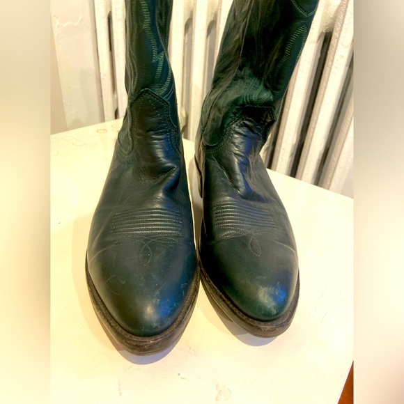 Dark green leather vintage Nocona cowboy boots - Picture 3 of 6